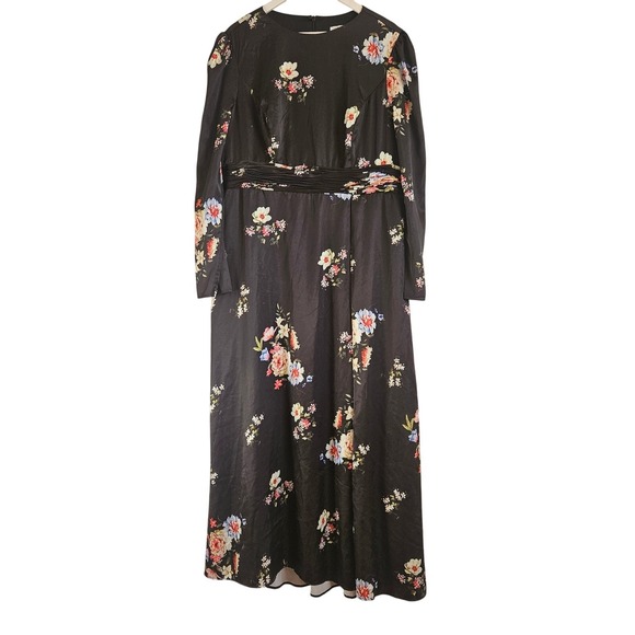 Mac Duggal Black Floral Maxi Dress Size 16 - Picture 7 of 14